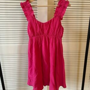 Altar'd State Hot Pink Ruffle Strap Dress